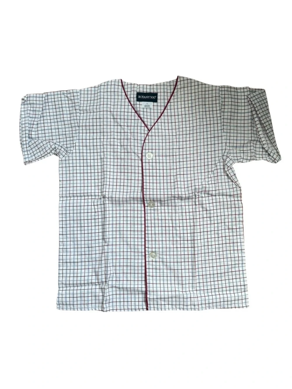 Vintage Botany 500 Boys/Kids Short‑Sleeve Check Lounge Pajama Set Size 16 NWT